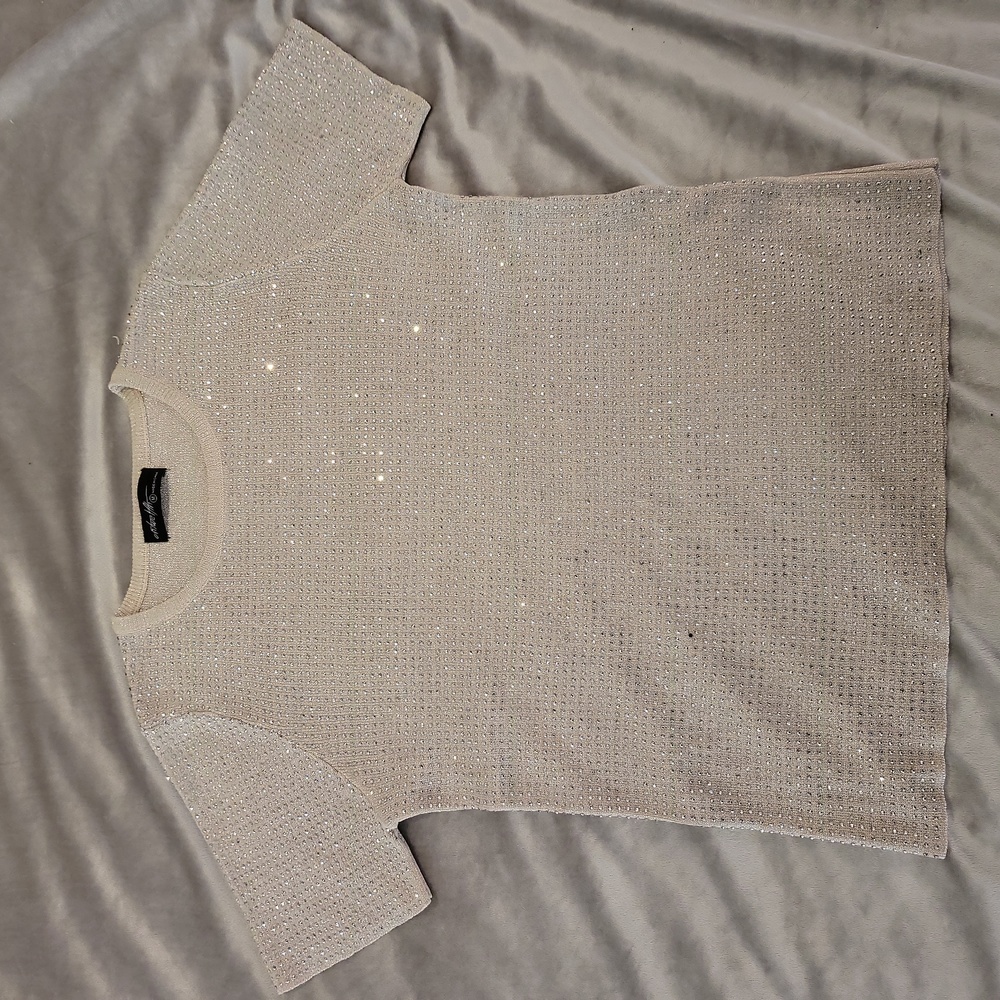 Sparkly beige knit top